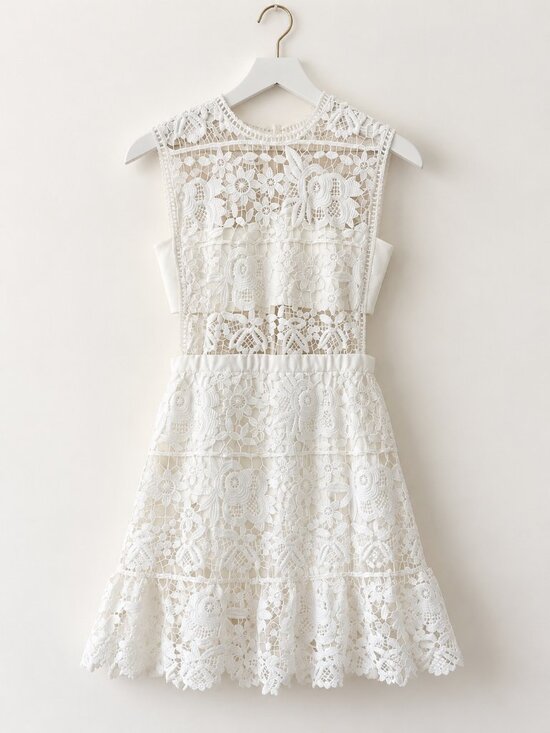 Bronx and Banco Dresses & Skirts - Bronx & Banco White Floral Lace Bandeau Cutout Bridal High Neck Mini Dress